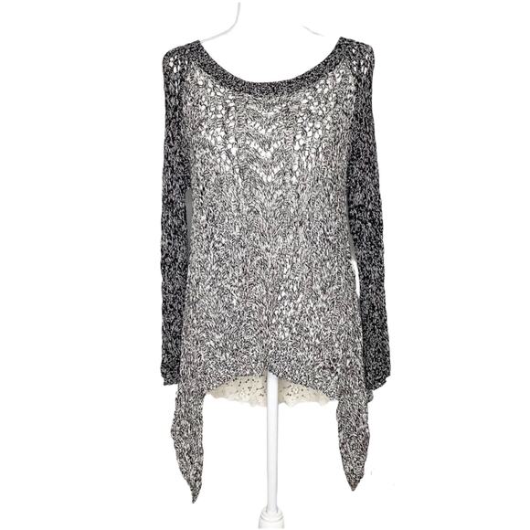 Anthropologie Leifnotes Dipped Lace Marled Sweater Lace Shirttail Small - Picture 2 of 7